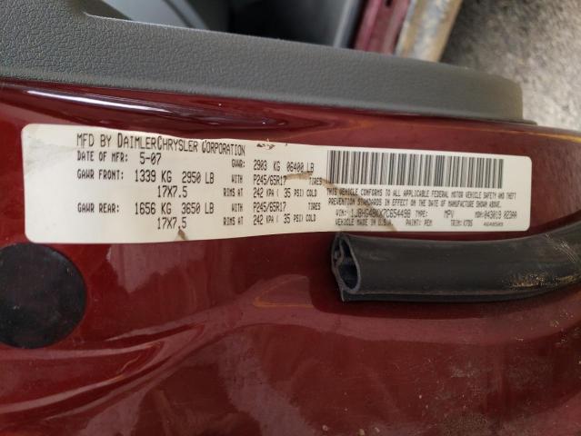 1J8HG48KX7C654498 - 2007 JEEP COMMANDER RED photo 13