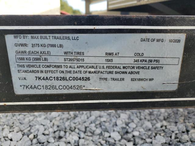 7K4AC1826LC004526 - 2020 MAX TRAILER TAN photo 10