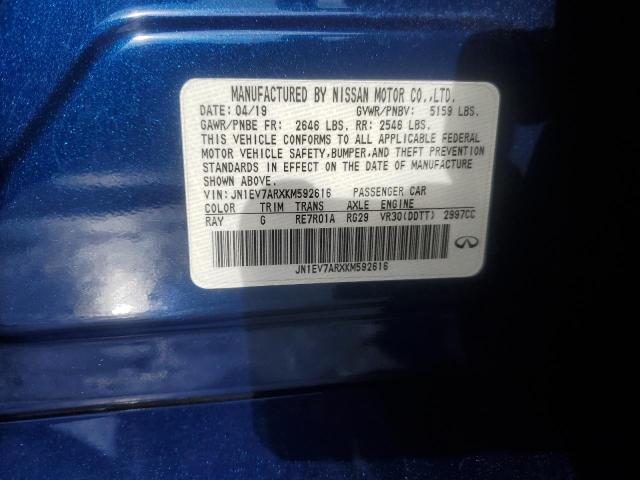 JN1EV7ARXKM592616 - 2019 INFINITI Q50 LUXE 蓝色 照片 12