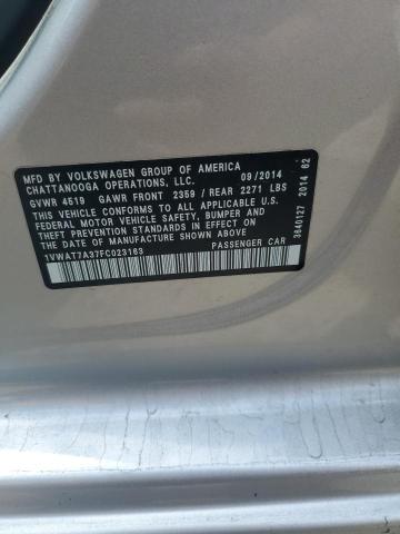 1VWAT7A37FC023163 - 2015 VOLKSWAGEN PASSAT S ვერცხლისფერი ფოტო 12