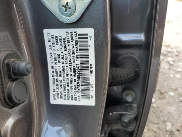19XFB2F56DE226477 - 2013 HONDA CIVIC LX GRAY photo 12