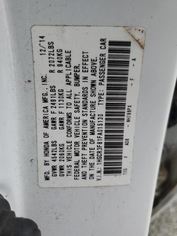 1HGCR3F81FA015130 - 2015 HONDA ACCORD EXL WHITE photo 12