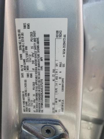 1FMCU0GD5JUC37275 - 2018 FORD ESCAPE SE SILVER photo 12