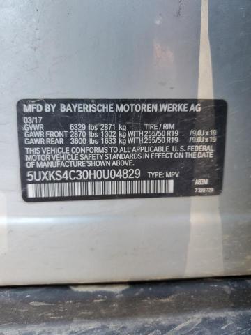 5UXKS4C30H0U04829 - 2017 BMW X5 XDRIVE35D SILVER photo 12