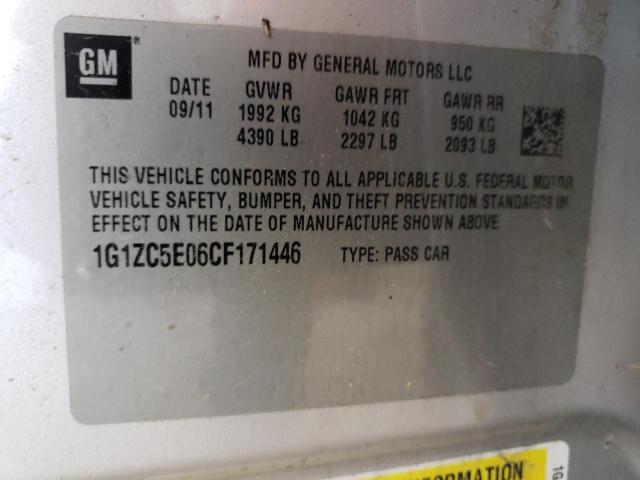 1G1ZC5E06CF171446 - 2012 CHEVROLET MALIBU 1LT SILVER photo 12