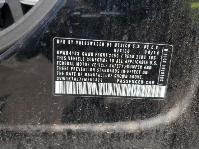 3VW1K7AJ7FM351828 - 2015 VOLKSWAGEN JETTA BASE BLACK photo 12