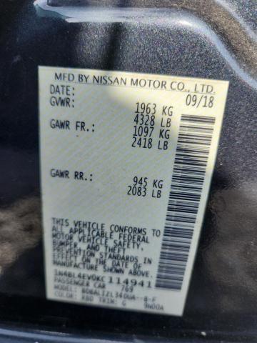 1N4BL4EV0KC114941 - 2019 NISSAN ALTIMA SL Szary zdjęcie 12