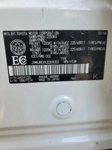 JTMRJREVXJD209303 - 2018 TOYOTA RAV4 HV LE WHITE photo 14