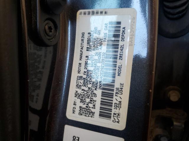 1NXBU40E29Z103132 - 2009 TOYOTA COROLLA BASE GRAY photo 12