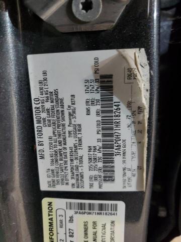 3FA6P0H71HR182641 - 2017 FORD FUSION SE CHARCOAL photo 12