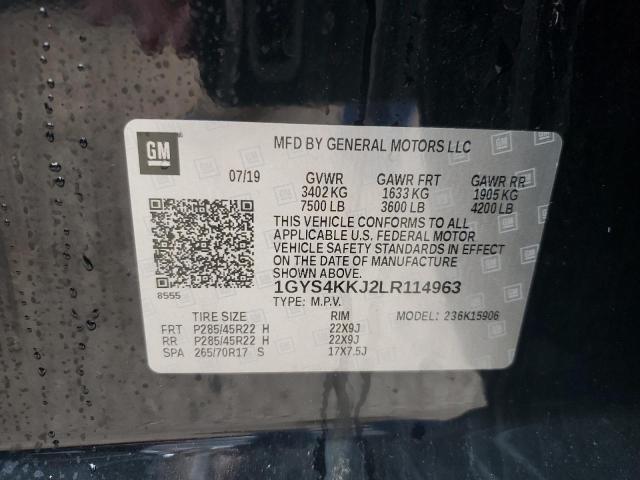 1GYS4KKJ2LR114963 - 2020 CADILLAC ESCALADE ESV PLATINUM შავი ფოტო 12
