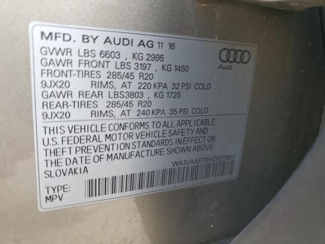 WA1VAAF70HD037853 - 2017 AUDI Q7 PRESTIGE TAN photo 13