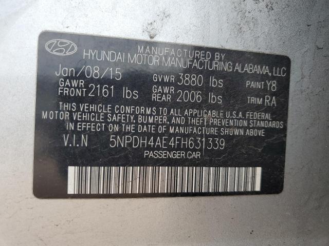 5NPDH4AE4FH631339 - 2015 HYUNDAI ELANTRA SE SILVER photo 12