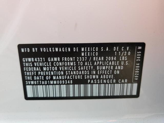 3VW6T7AU1MM009348 - 2021 VOLKSWAGEN GTI S WHITE photo 12