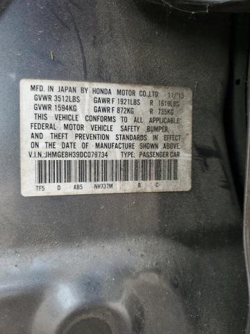JHMGE8H39DC079734 - 2013 HONDA FIT GRAY photo 12