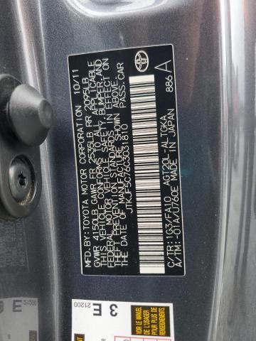 JTKJF5C76C3031810 - 2012 TOYOTA SCION TC GRAY photo 12