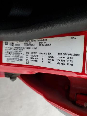 1GCCS13E578254562 - 2007 CHEVROLET COLORADO RED photo 12