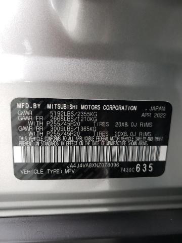 JA4J4VA8XNZ078096 - 2022 MITSUBISHI OUTLANDER SEL SILVER photo 13