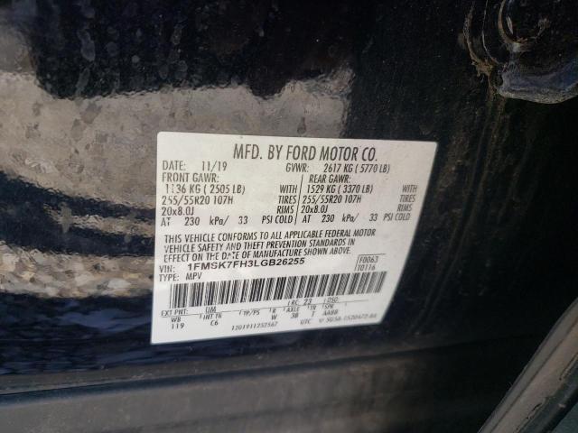 1FMSK7FH3LGB26255 - 2020 FORD EXPLORER LIMITED BLACK photo 13