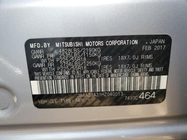 JA4AZ3A31HZ040013 - 2017 MITSUBISHI OUTLANDER SE SILVER photo 13