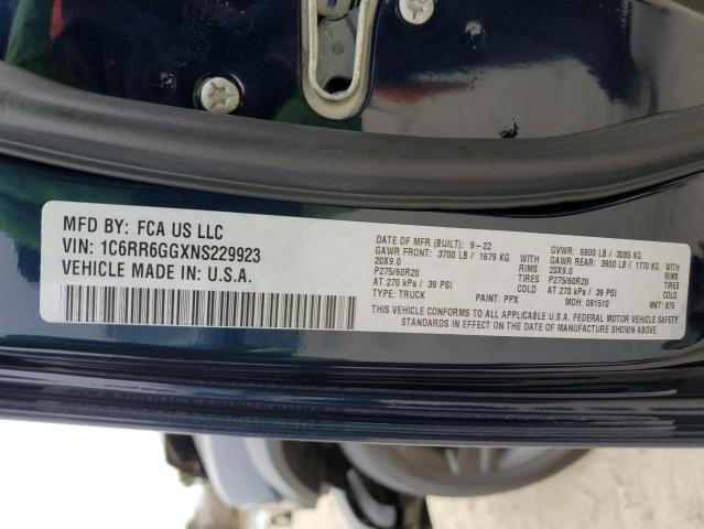 1C6RR6GGXNS229923 - 2022 RAM 1500 CLASS SLT ლურჯი ფოტო 12