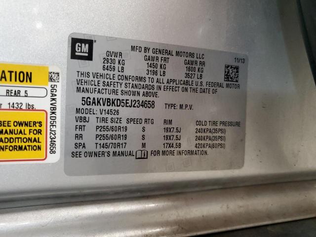 5GAKVBKD5EJ234658 - 2014 BUICK ENCLAVE ვერცხლისფერი ფოტო 14