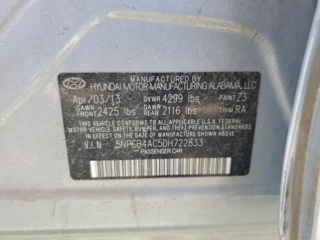 5NPEB4AC5DH722833 - 2013 HYUNDAI SONATA GLS 银色 照片 12