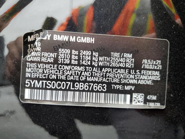 5YMTS0C07L9B67663 - 2020 BMW X3 M COMPETITION BLACK photo 13