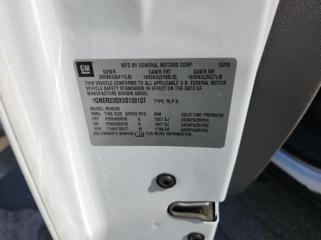 1GNER23DX9S108107 - 2009 CHEVROLET TRAVERSE LT 白色 照片 12