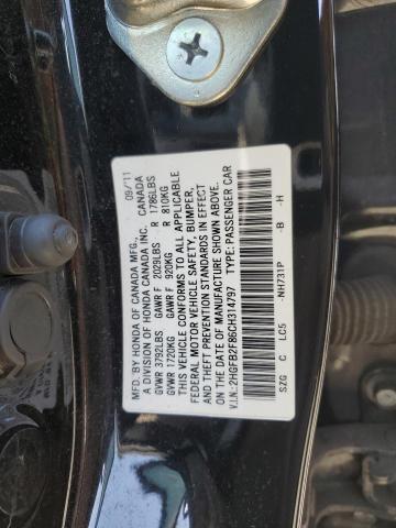 2HGFB2F86CH314797 - 2012 HONDA CIVIC EX BLACK photo 13