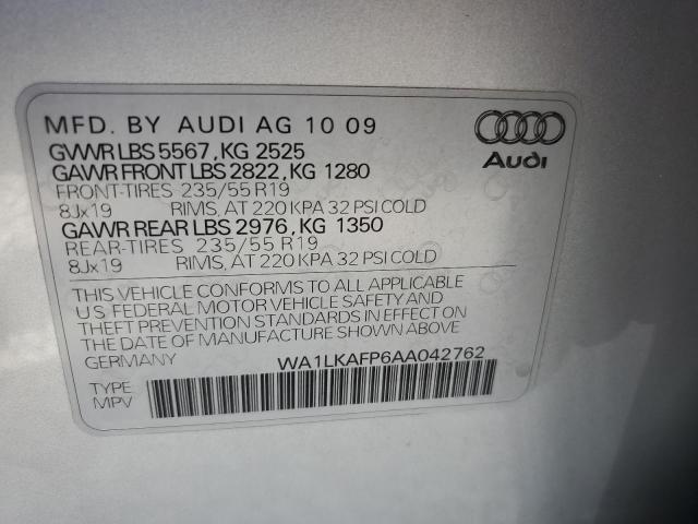 WA1LKAFP6AA042762 - 2010 AUDI Q5 PREMIUM PLUS SILVER photo 12