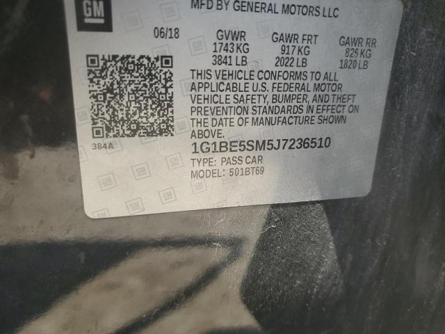 1G1BE5SM5J7236510 - 2018 CHEVROLET CRUZE LT أسود صورة 12