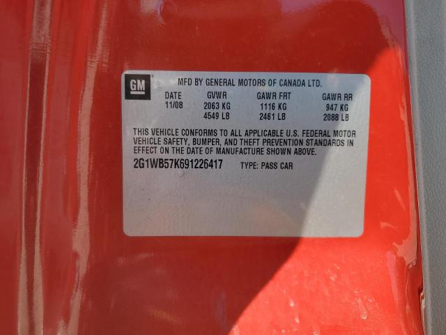 2G1WB57K691226417 - 2009 CHEVROLET IMPALA LS RED photo 12