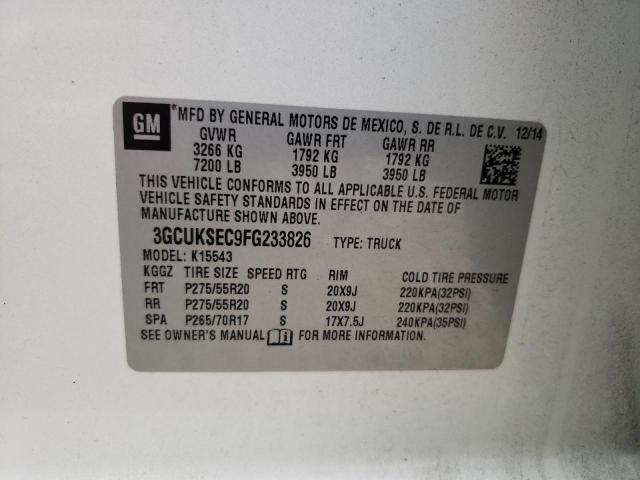 3GCUKSEC9FG233826 - 2015 CHEVROLET silverado K1500 LTZ WHITE photo 12