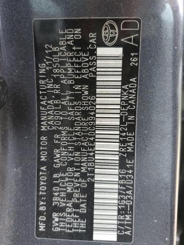 2T1BU4EE4DC994026 - 2013 TOYOTA COROLLA BASE 灰色 照片 12