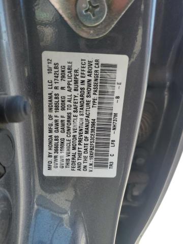 19XFB2F53CE383964 - 2012 HONDA CIVIC LX CHARCOAL photo 12