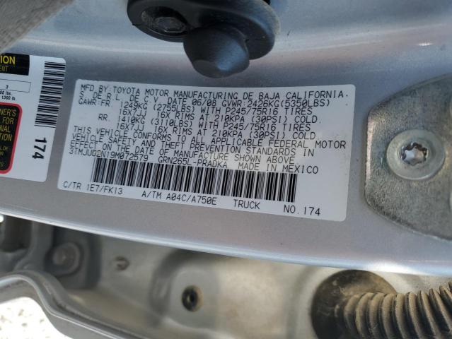 3TMJU62N19M072579 - 2009 TOYOTA TACOMA DOUBLE CAB PRERUNNER SILVER photo 12