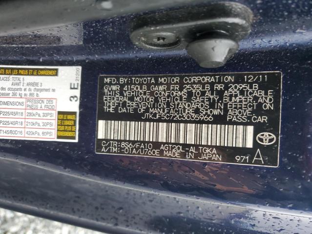 JTKJF5C72C3035966 - 2012 TOYOTA SCION TC 蓝色 照片 12