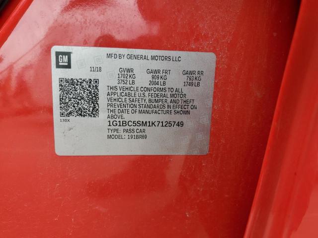 1G1BC5SM1K7125749 - 2019 CHEVROLET CRUZE LS RED photo 13