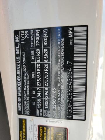 4JGDF7CEXEA326417 - 2014 MERCEDES-BENZ GL 450 4MATIC WHITE photo 13