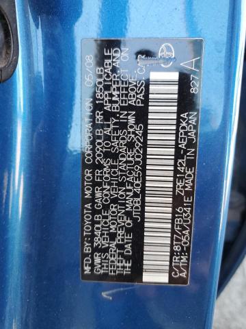 JTDBL40E59J029245 - 2009 TOYOTA COROLLA BASE Mavi foto 12