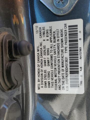 2HGFB2F90DH513631 - 2013 HONDA CIVIC EXL GRAY photo 12