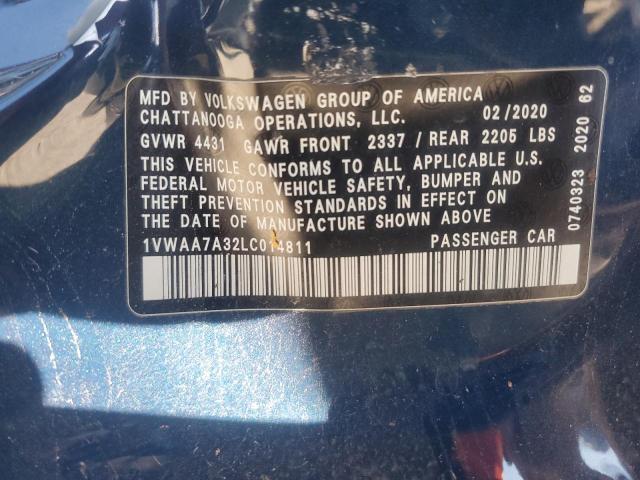 1VWAA7A32LC014811 - 2020 VOLKSWAGEN PASSAT S BLUE photo 13