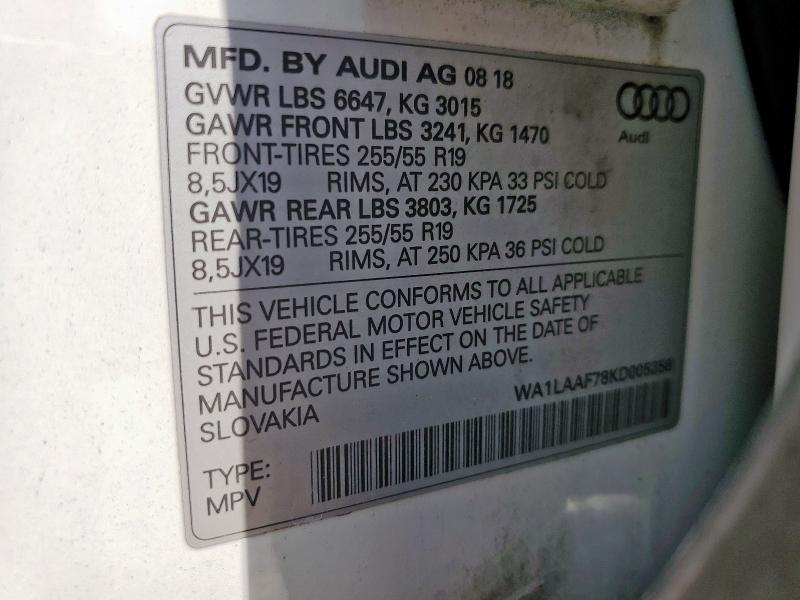 WA1LAAF78KD005358 - 2019 AUDI Q7 PREMIUM PLUS Білий фото 14