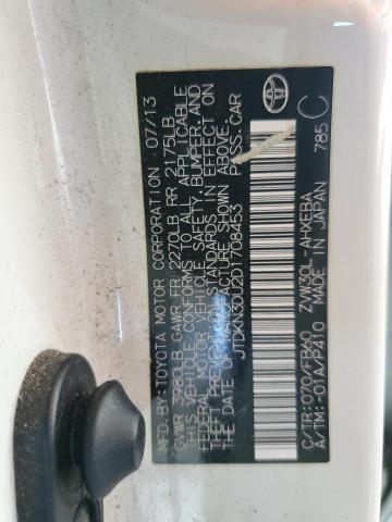 JTDKN3DU2D1708453 - 2013 TOYOTA PRIUS 白色 照片 12