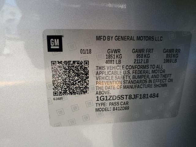 1G1ZD5ST8JF181484 - 2018 CHEVROLET MALIBU LT Argent photo 12