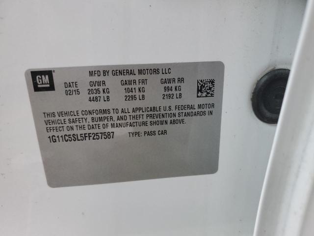 1G11C5SL5FF257587 - 2015 CHEVROLET MALIBU 1LT 白色 照片 12