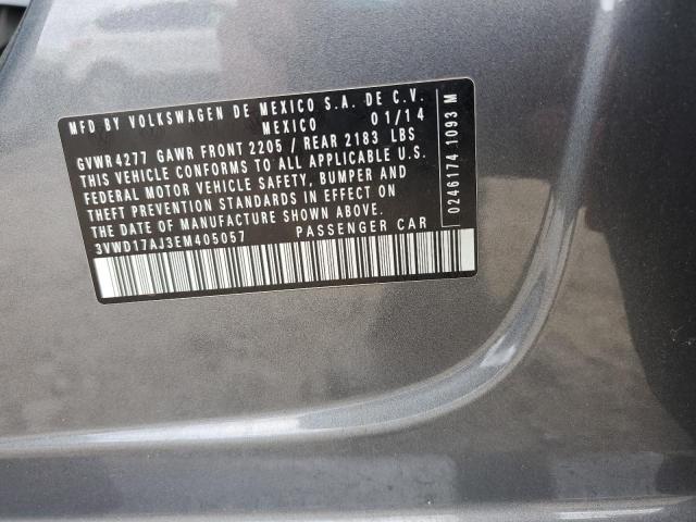 3VWD17AJ3EM405057 - 2014 VOLKSWAGEN JETTA SE ნაცრისფერი ფოტო 12