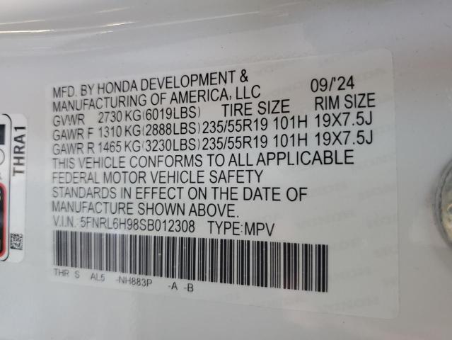 5FNRL6H98SB012308 - 2025 HONDA ODYSSEY ELITE 白色 照片 13