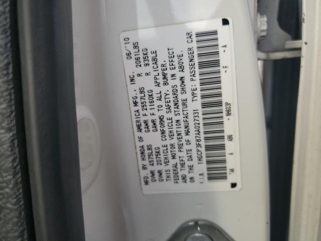 1HGCP3F87AA027331 - 2010 HONDA ACCORD EXL WHITE photo 23